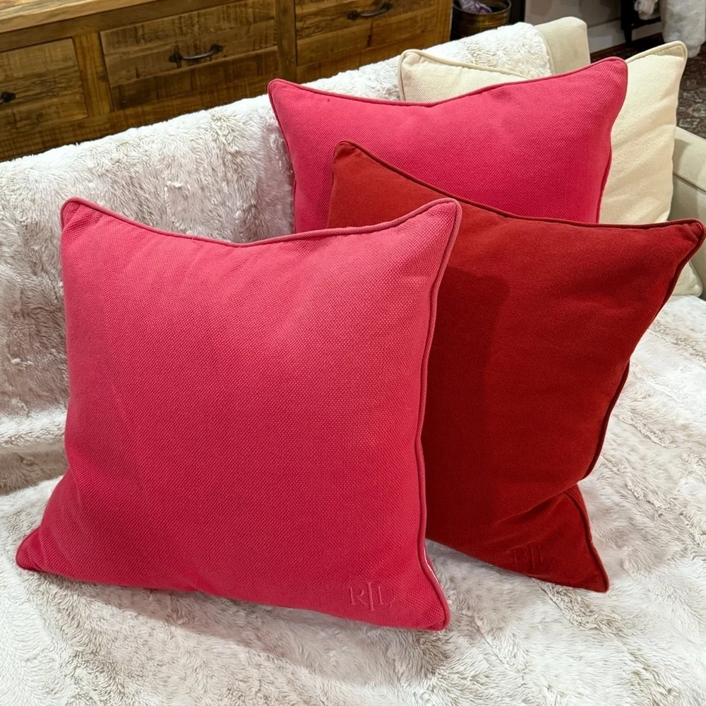 Ralph Lauren Bundle of 3 Red/Pink Pillow Shams